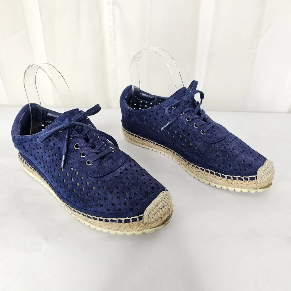 Marc Fisher Bailee Dark Blue Fabric Espadrille Sneakers Size 7